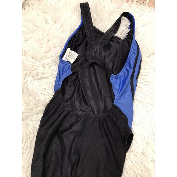 SPEEDO One Piece Swimsuit Women's size 6/32 Blue Black White Swimwear Open Back - Picture 8 of 9